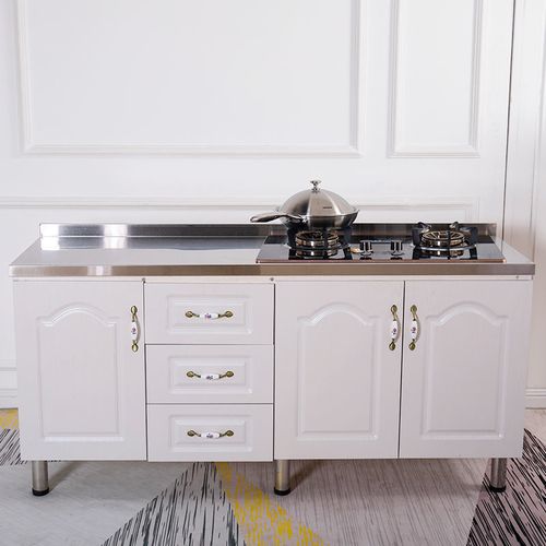 厨房柜家用厨房简易橱柜不锈钢组装省空间整体组合灶台柜现代简约
